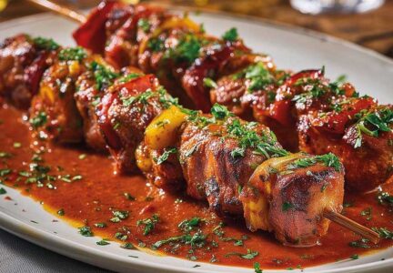 Schaschlik mit selbstgemachter Schaschliksoße