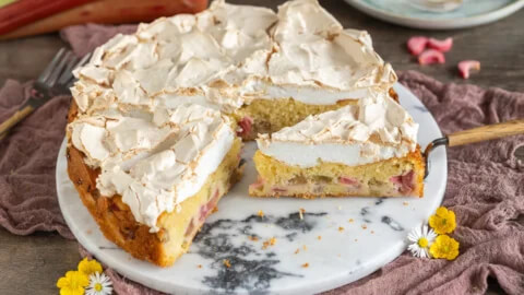 Rhabarber-Blechkuchen mit Baiser… süß, leicht säuerlich und diese fluffige Wolke oben